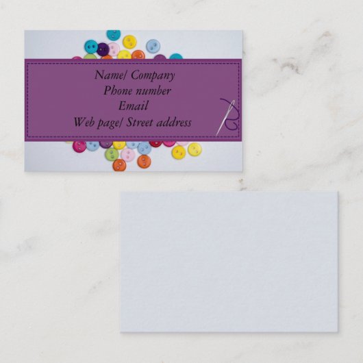 Paarse knoppen visitekaartje 8,5 x 5,5 cm (Voorkant / Achterkant)