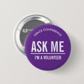Paarse knoppen voor vrijwilligers ronde button 5,7 cm (Voorkant /achterkant)