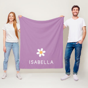 Paarse Knusse Madeliefjes Naam Meisje Fleece Deken