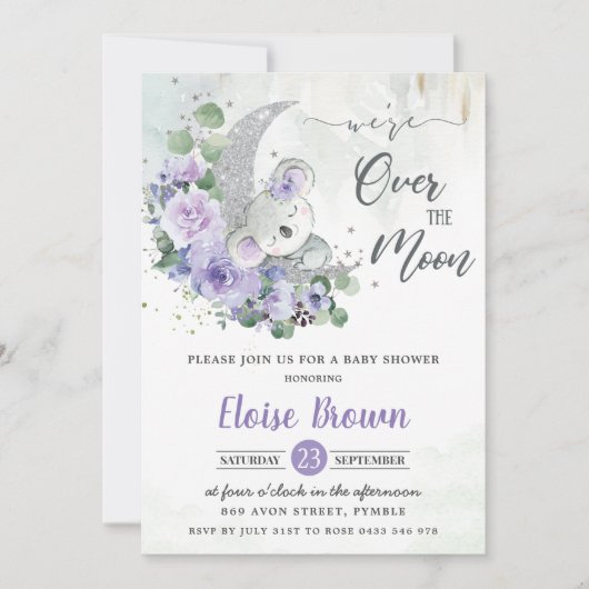 Paarse Koala We zijn over het Baby shower van het  Kaart (Voorkant)