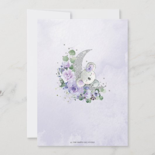 Paarse Koala We zijn over het Baby shower van het Kaart (Achterkant)