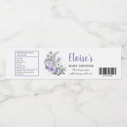Paarse Koala We zijn over het Baby shower van het Waterfles Etiket (Enkel label)