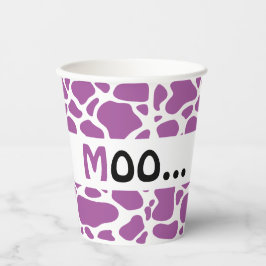 Paarse koe baby shower geslacht papieren bekers