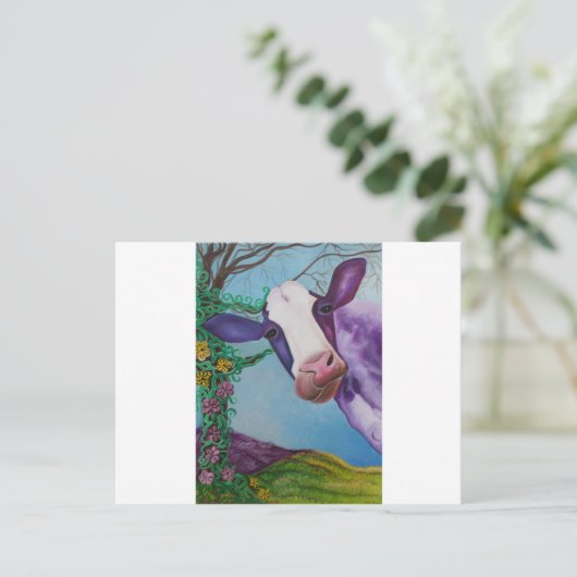 Paarse koe briefkaart (Staand voorkant)