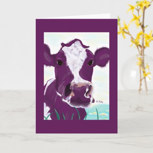 Paarse Koe kaart 2 (Gele Bloem)