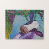 Paarse koe legpuzzel (Horizontaal)