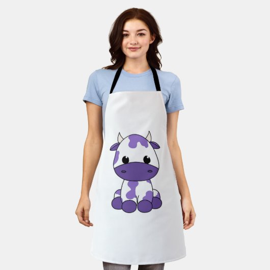 Paarse koe Oversized T-shirt_1 Schort (Gedragen)