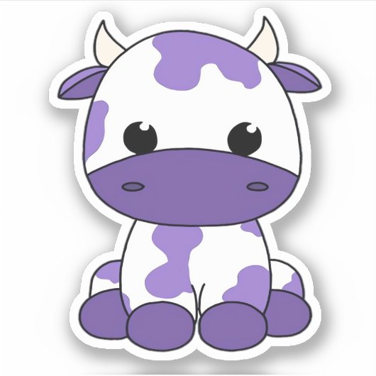 Paarse koe Oversized T-shirt_1 Sticker (Voorkant)