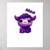 Paarse Koe oversized T-shirt Poster (Voorkant)