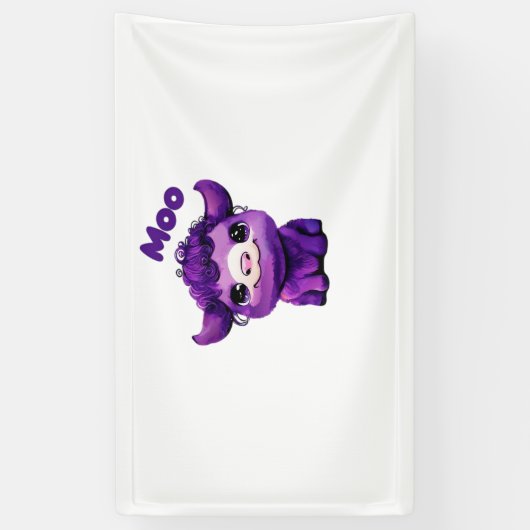 Paarse Koe oversized T-shirt Spandoek (Verticaal)