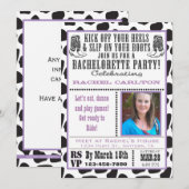 Paarse Koe Print Cowgirl Bachelorette Party Uitnod Kaart (Voorkant / Achterkant)