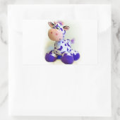 Paarse koe rechthoekige sticker (Tas)