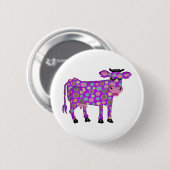 Paarse koe ronde button 5,7 cm (Voorkant /achterkant)