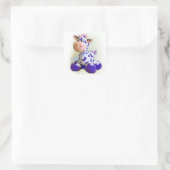 Paarse koe vierkante sticker (Tas)