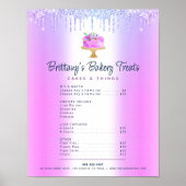 Paarse koekjes bakkerij Glitter Strijdmenu Prijsli Poster (Voorkant)