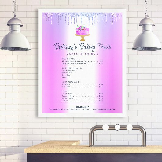 Paarse koekjes bakkerij Glitter Strijdmenu Prijsli Poster