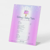 Paarse koekjes bakkerij Glitter Strijdmenu Prijsli Reclamebord Met Voetstuk (Voorkant)