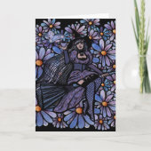 Paarse Koffieheks Daisy Kunst Kaart (Voorkant)