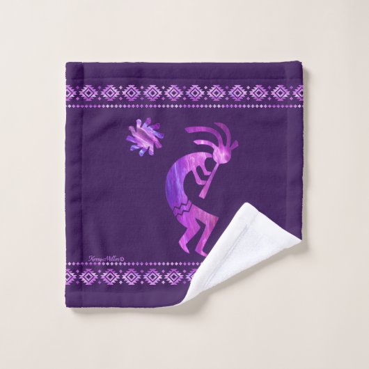 Paarse Kokopelli Bath-handdoekset Bad Handdoek (Wasdoekje)