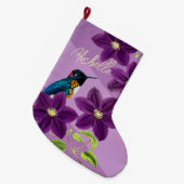 Paarse kolibrie Clematis Flower vakantie Grote Kerstsok (Voorkant (Hangend))