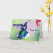 Paarse kolibrie dank u kaart (Gele Bloem)