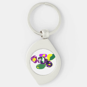 Paarse kolibrie en bloemen sleutelhanger