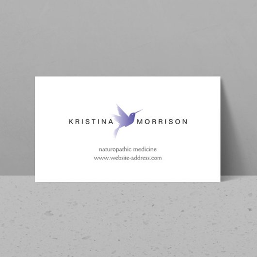 Paarse kolibrie Logo Naturopathes, Gezondheidszorg Visitekaartje