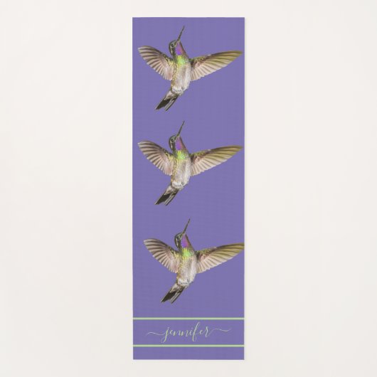 Paarse kolibrie monogram yogamat (Voorkant)