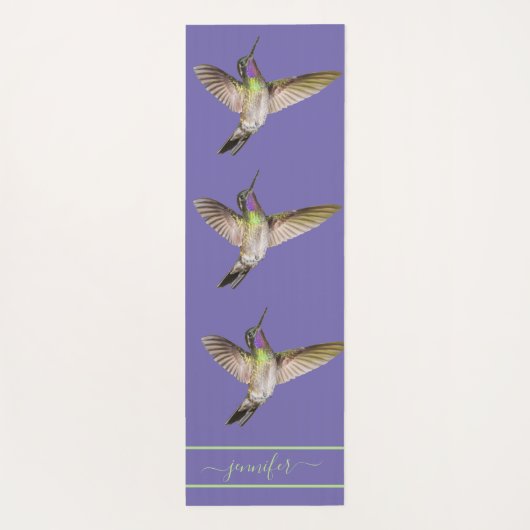 Paarse kolibrie monogram yogamat (Achterkant)