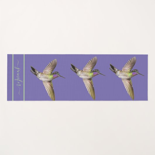 Paarse kolibrie monogram yogamat (Voorkant (horizontaal))