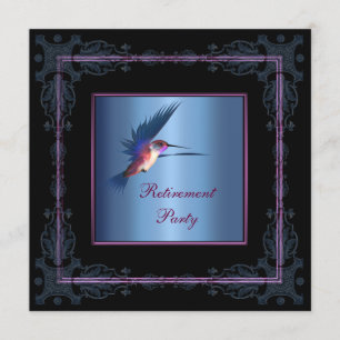 Paarse Kolibrie Vrouw Pensioneringsfeest Kaart