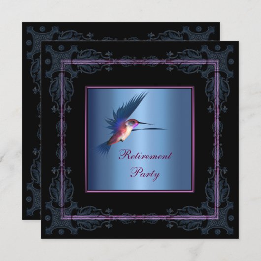 Paarse kolibrie vrouwen pensioenfeest kaart (Voorkant / Achterkant)
