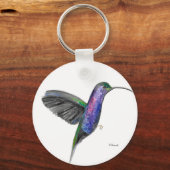 Paarse kolibrie waterverf vogel natuur paars sleutelhanger (Voorkant)