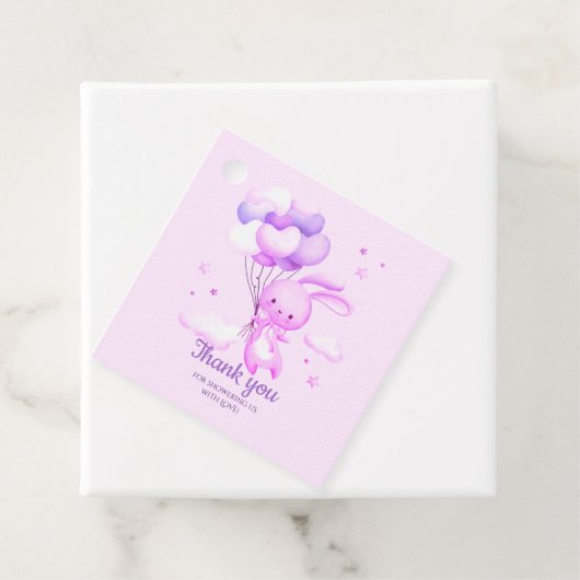 Paarse Konijnenkonijn Baby shower Dank u Bedankjes Labels (In situ)