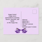Paarse konijntjes met folklore touch aangepaste te briefkaart (Achterkant)