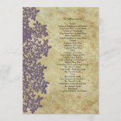  Paarse koningin Ann's programma voor weddenschapp Programmakaart (Achterkant)