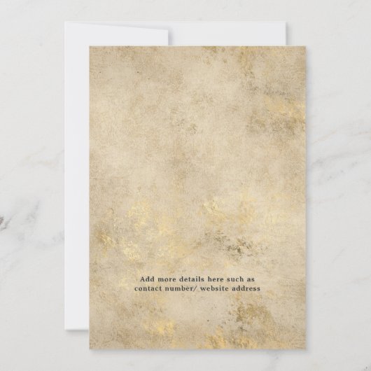 Paarse, Koningsblauwe en Gouden Bloemen Bruiloftsg Aankondiging (Achterkant)