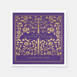 Paarse koninklijke goudzuwweduwschap servet