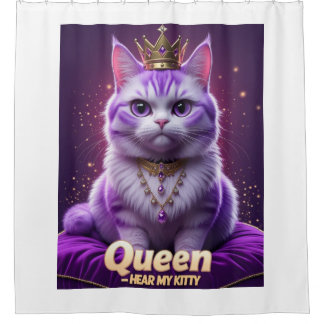 Paarse Koninklijke Kitty – Koningin Hoor Mijn Kitt Douchegordijn