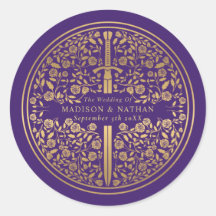 Paarse koninklijke middeleeuwse sword bruiloft