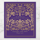 Paarse koninklijke middeleeuwse sword bruiloft wijn etiket (Enkel label)