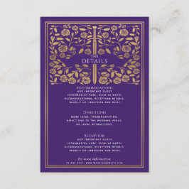 Paarse koninklijke middeleeuwse zwitbruiloft - det informatiekaartje