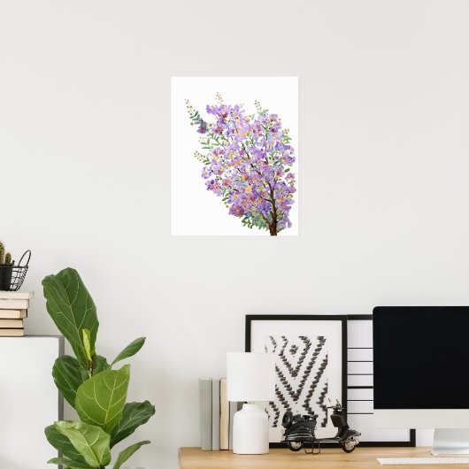 paarse kool- en raapspiraalbloemen poster (Thuiskantoor)