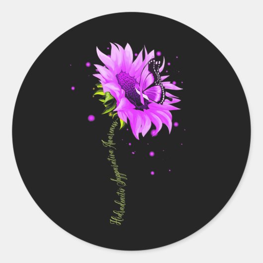 Paarse koolstofvlinder Overdosering Bewustmaking V Ronde Sticker (Voorkant)