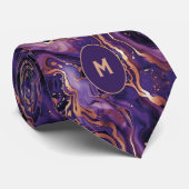 Paarse & Koper Marbled Monogram Stropdas (Opgerold)