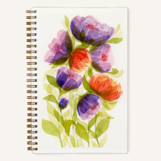 Paarse Koraal Aquarel Botanicals Notitieboek