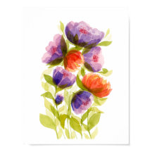 Paarse Koraal Aquarel Botanicals