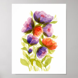 Paarse Koraal Aquarel Botanicals  Poster