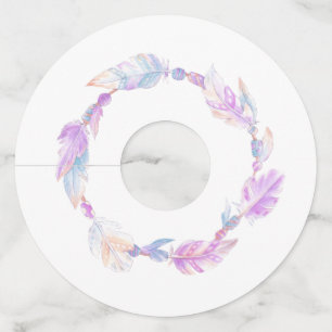 Paarse koraalveren en -kralen wijnglaslabel