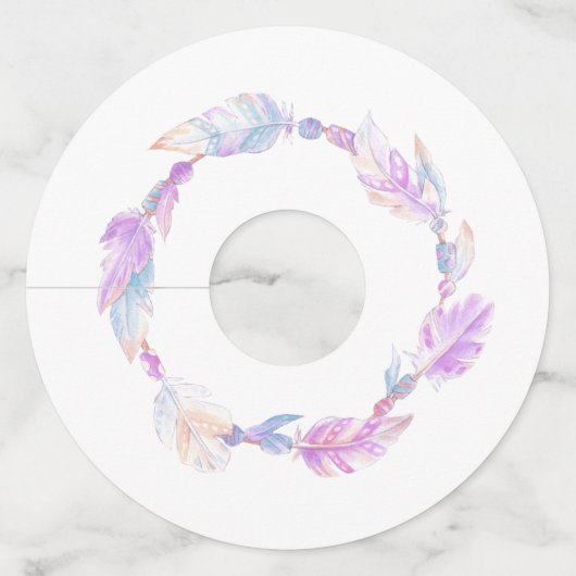 Paarse koraalveren en -kralen wijnglaslabel (Voorkant)